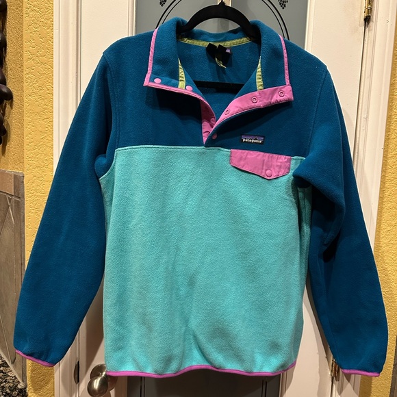 Patagonia Teal and Blue Fleece sweater size M - Picture 3 of 9